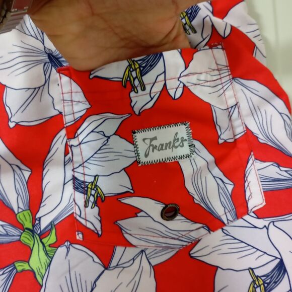 Franks Red Floral Brief Lined Swim Shorts Men's Size M - Picture 7 of 12